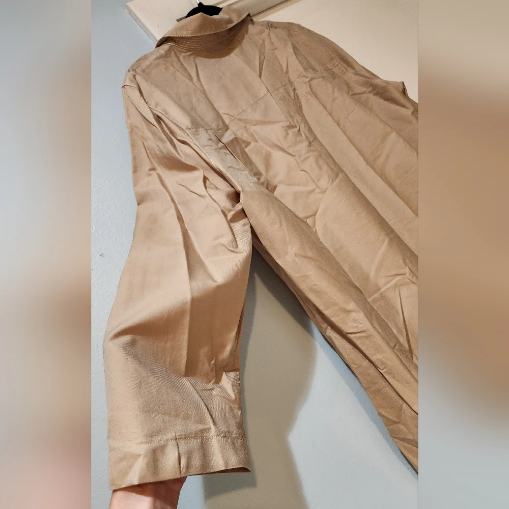 Women's Lafayette 148 NY Tan Button-Up Shirt, Size L - Picture 10 of 11